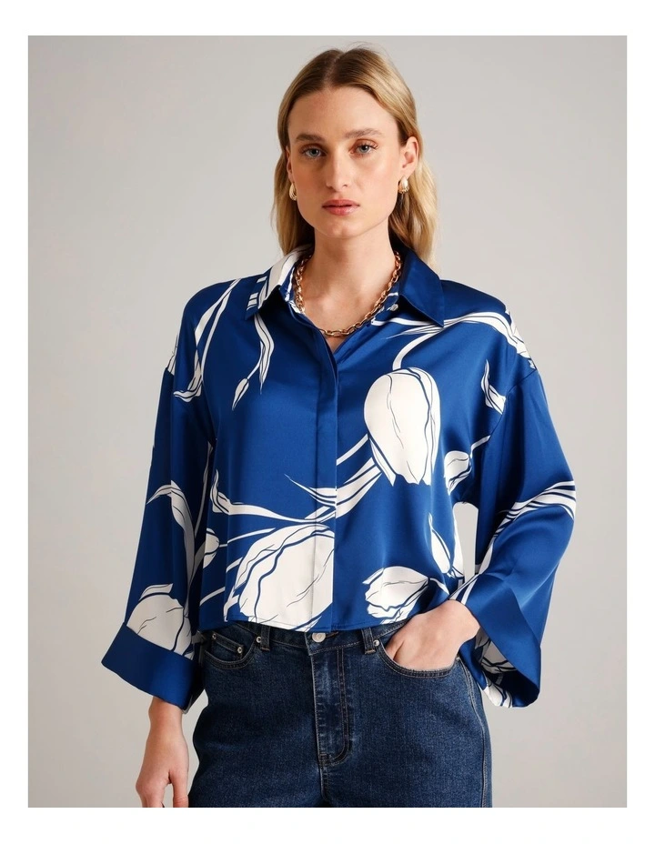 Recycled Poly Satin Printed Shirt in Assorted image 5