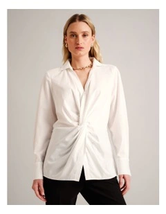 Twist Front Shirt in Ivory