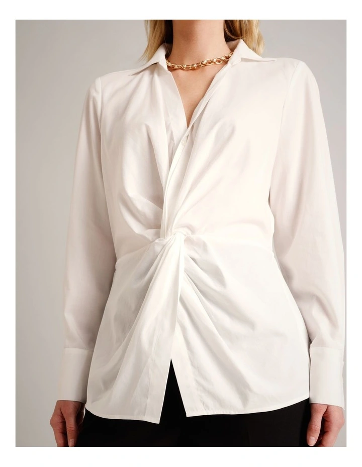 Twist Front Shirt in Ivory image 2