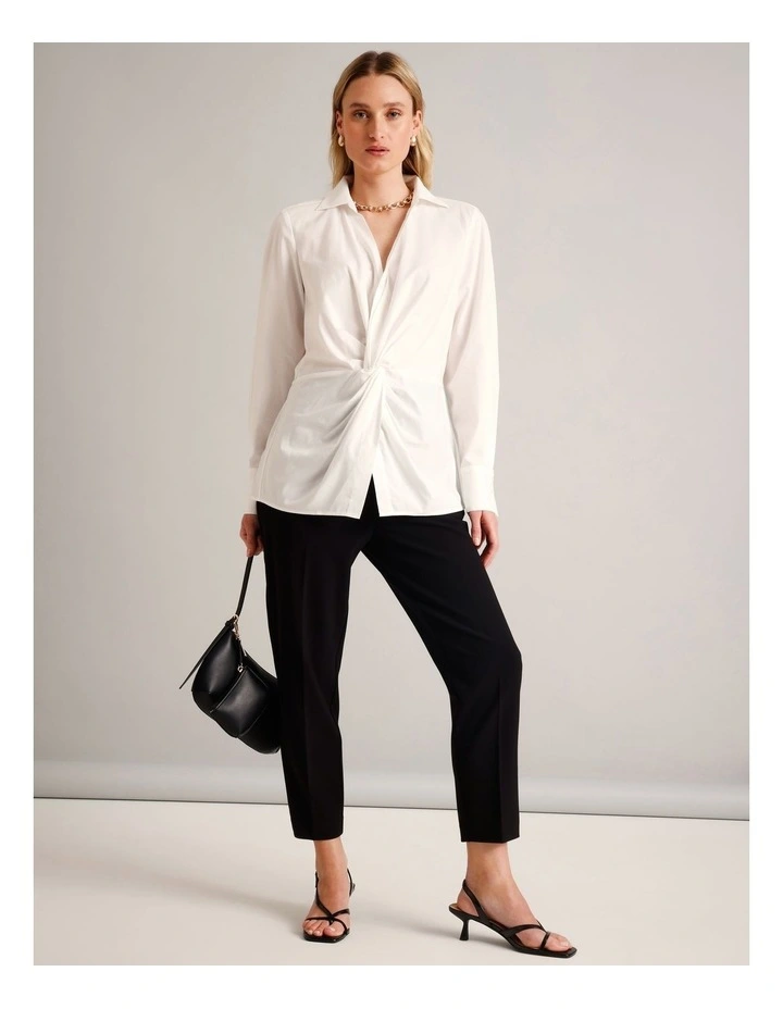 Twist Front Shirt in Ivory image 3