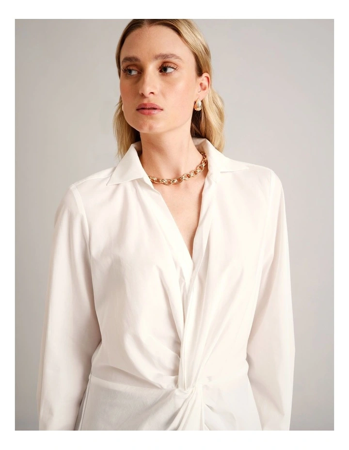 Twist Front Shirt in Ivory image 4