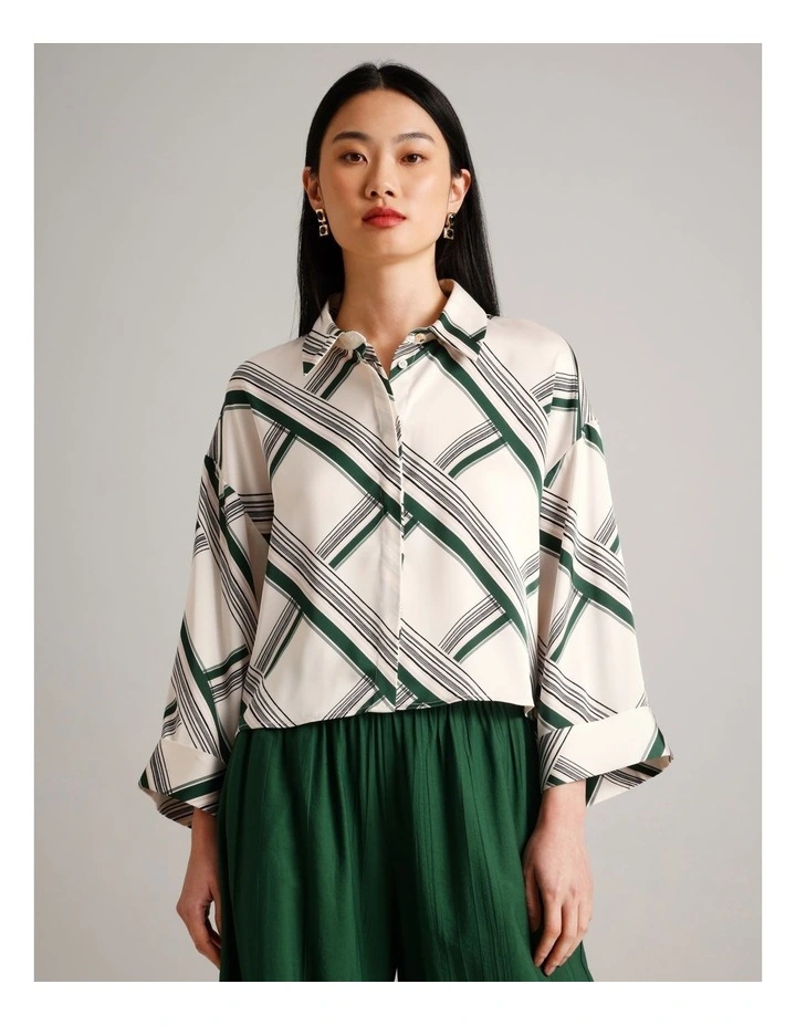 Recycled Polyester Satin Printed Shirt in Assorted image 1