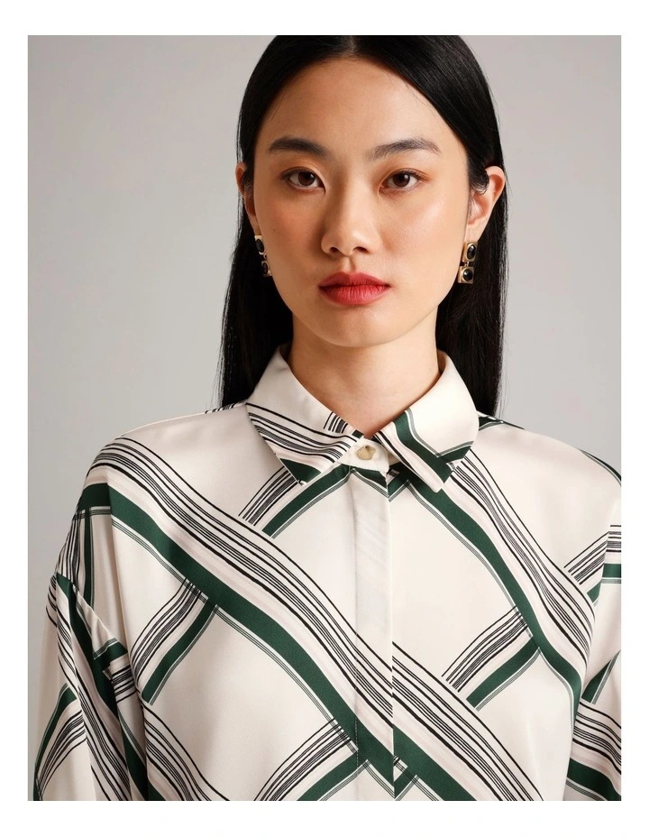 Recycled Polyester Satin Printed Shirt in Assorted image 2