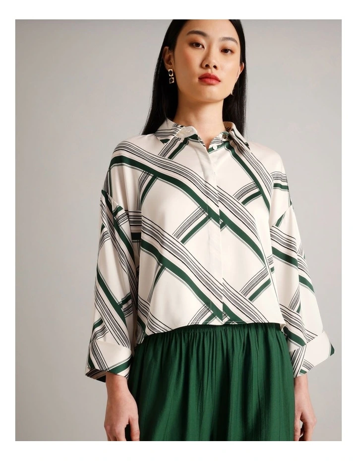 Recycled Polyester Satin Printed Shirt in Assorted image 4