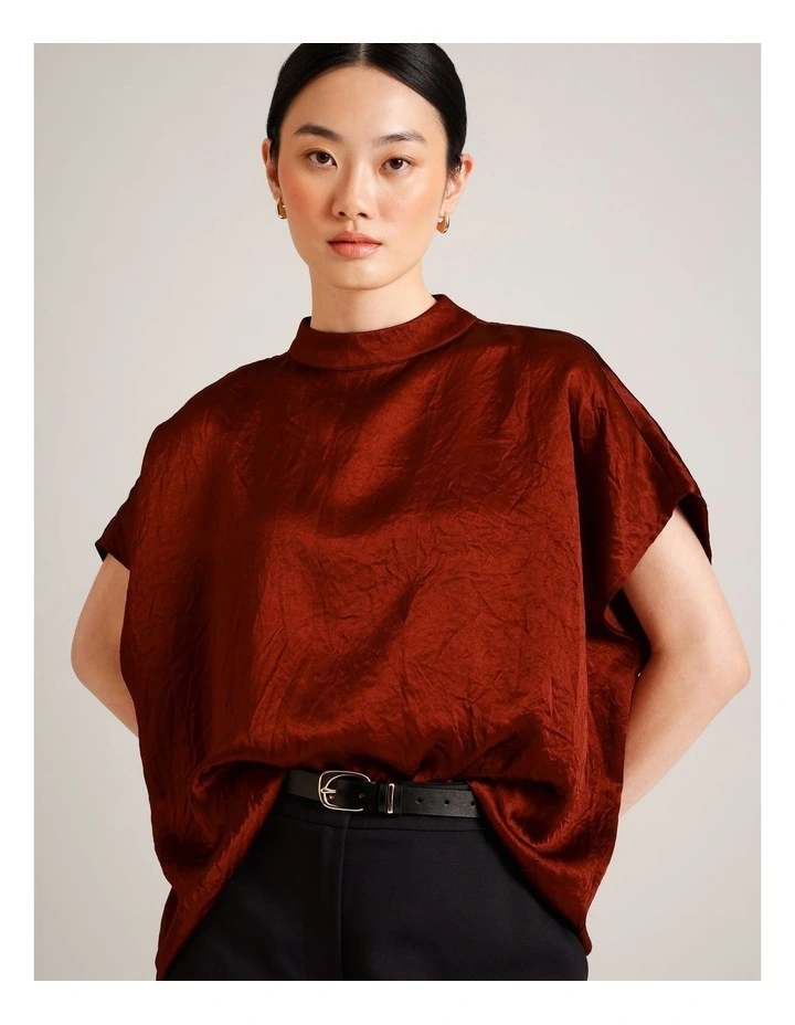 Crushed Acetate Relaxed Top in Rust image 1