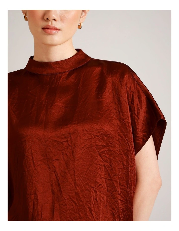 Crushed Acetate Relaxed Top in Rust image 3