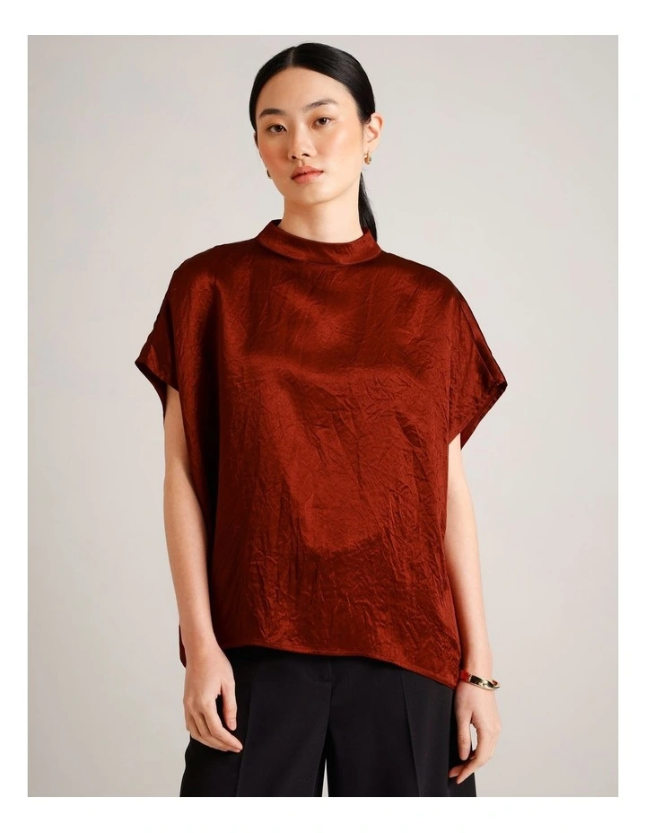 Crushed Acetate Relaxed Top in Rust image 4