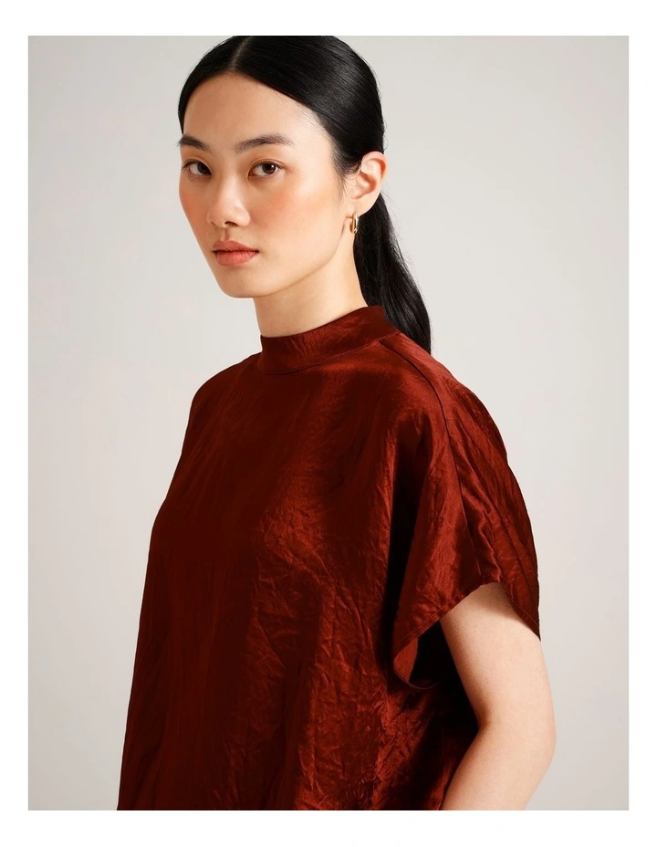 Crushed Acetate Relaxed Top in Rust image 5