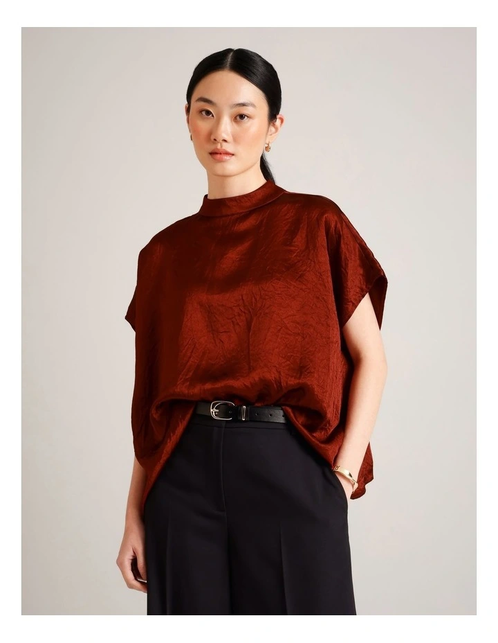 Crushed Acetate Relaxed Top in Rust image 7