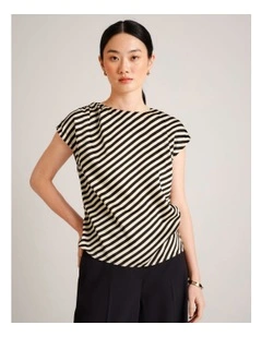 Recycled Poly Satin Draped Shoulder Sleeveless Top in Assorted