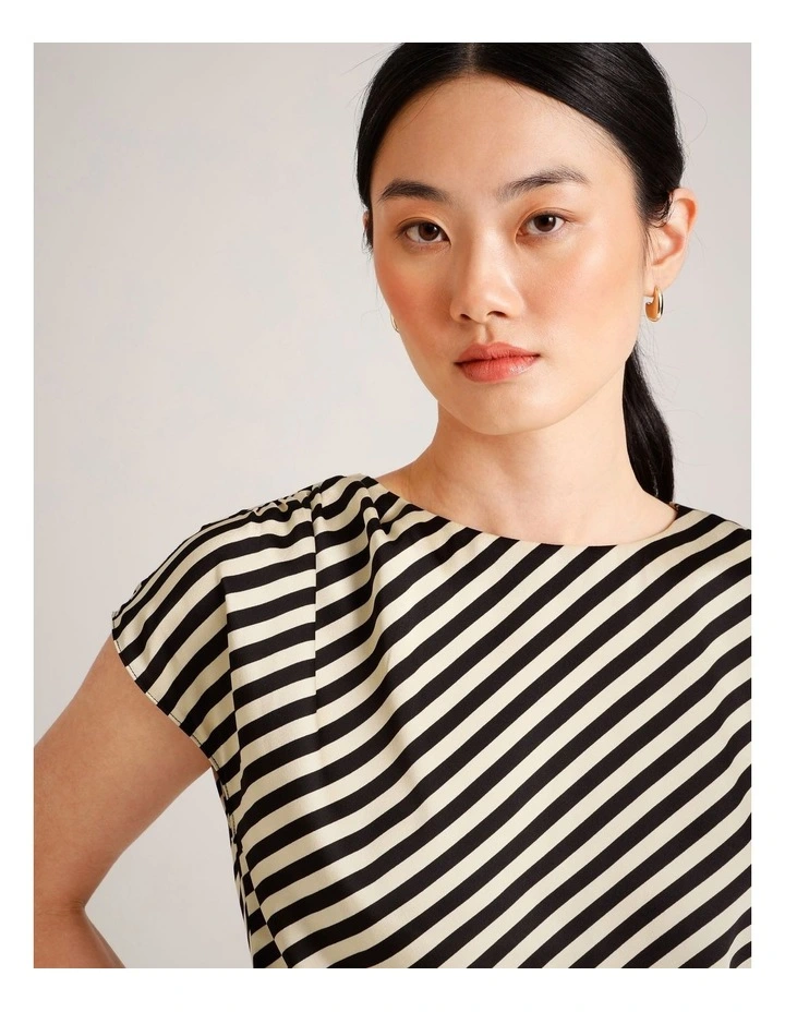 Recycled Poly Satin Draped Shoulder Sleeveless Top in Assorted image 2