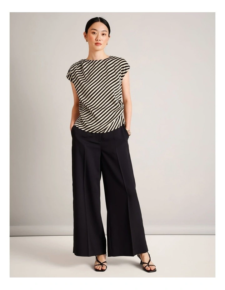 Recycled Poly Satin Draped Shoulder Sleeveless Top in Assorted image 3