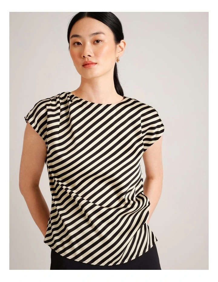 Recycled Poly Satin Draped Shoulder Sleeveless Top in Assorted image 4