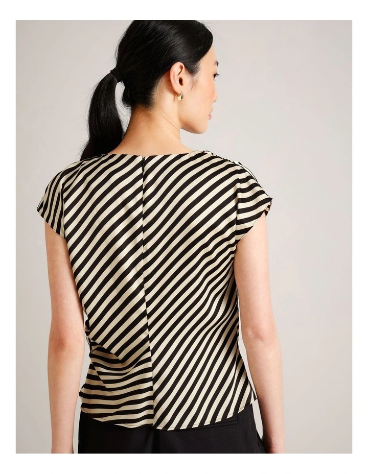 Recycled Poly Satin Draped Shoulder Sleeveless Top in Assorted image 6