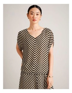 Recycled Poly Batwing V-Neck Top in Assorted