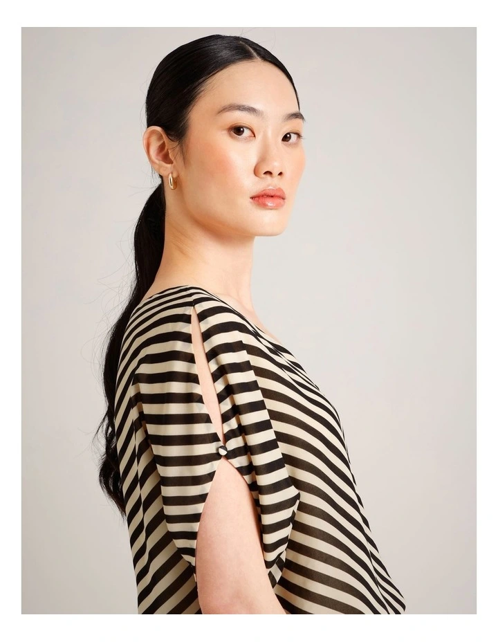 Recycled Poly Batwing V-Neck Top in Assorted image 3