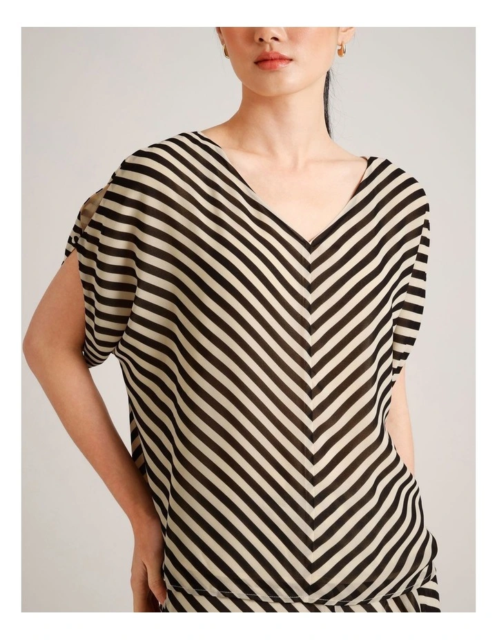 Recycled Poly Batwing V-Neck Top in Assorted image 6