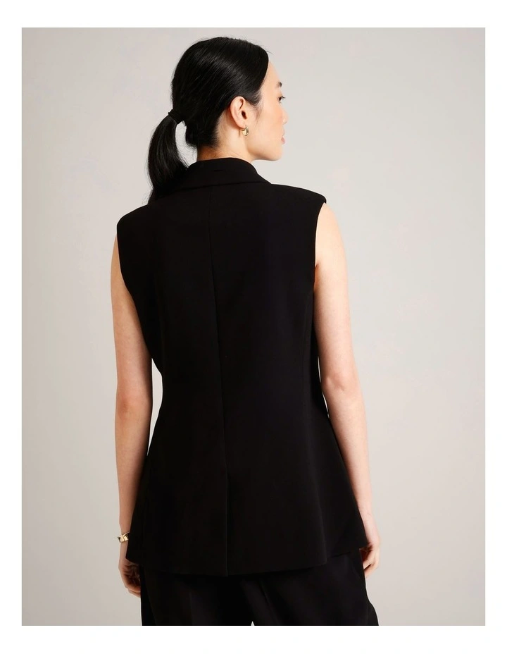Recycled Poly Pleat Detail Vest in Black image 6