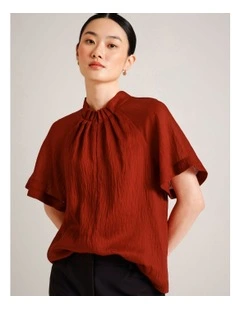 Pinch Neck Top in Rust