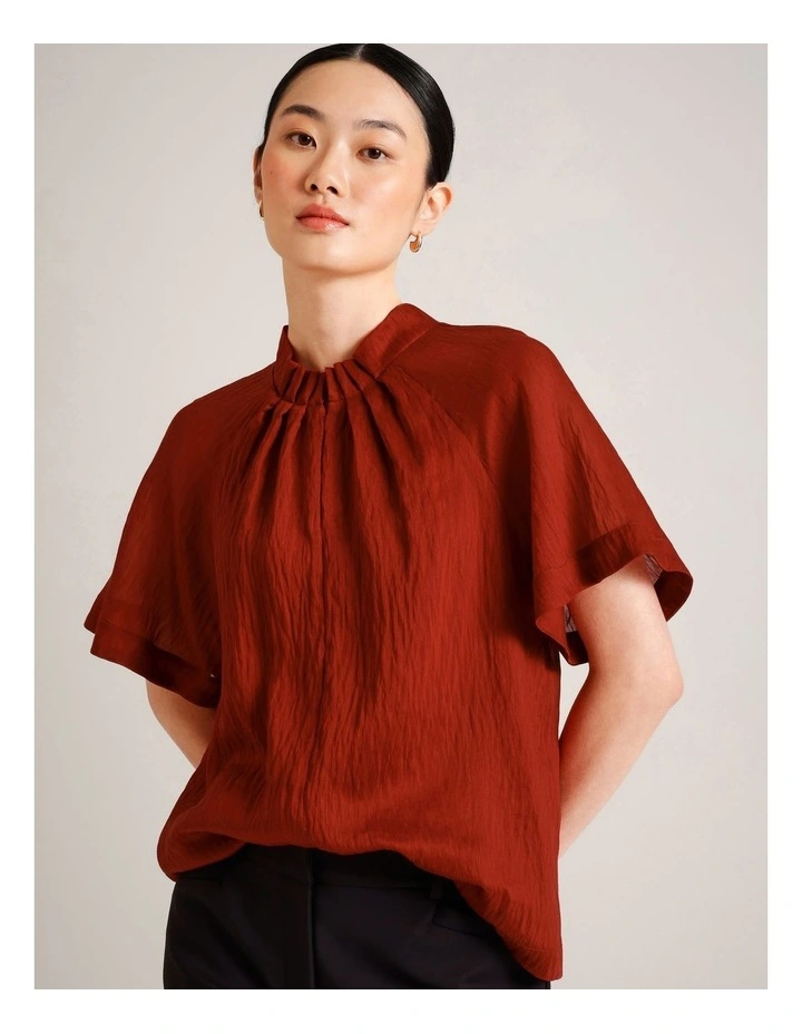 Pinch Neck Top in Rust image 1