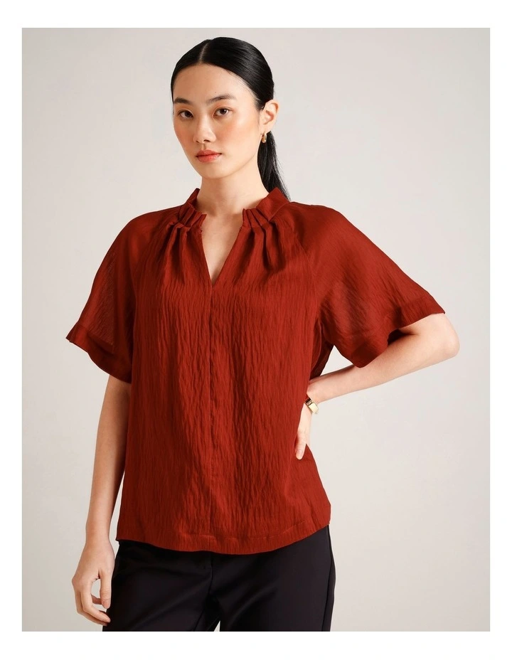 Pinch Neck Top in Rust image 4