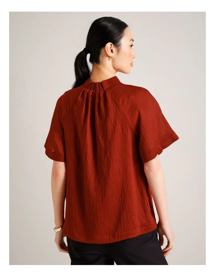 Pinch Neck Top in Rust image 5