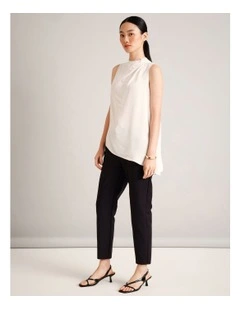 Asym Hem Longline Top in Ecru