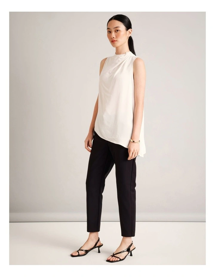 Asym Hem Longline Top in Ecru image 1