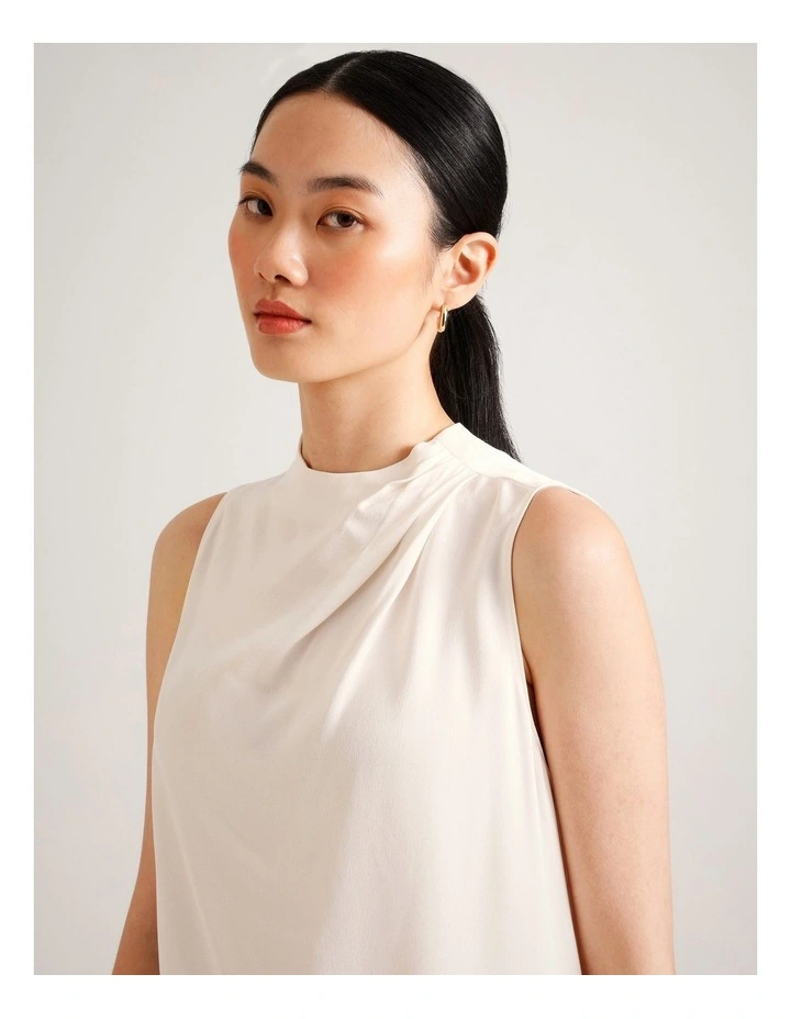 Asym Hem Longline Top in Ecru image 5