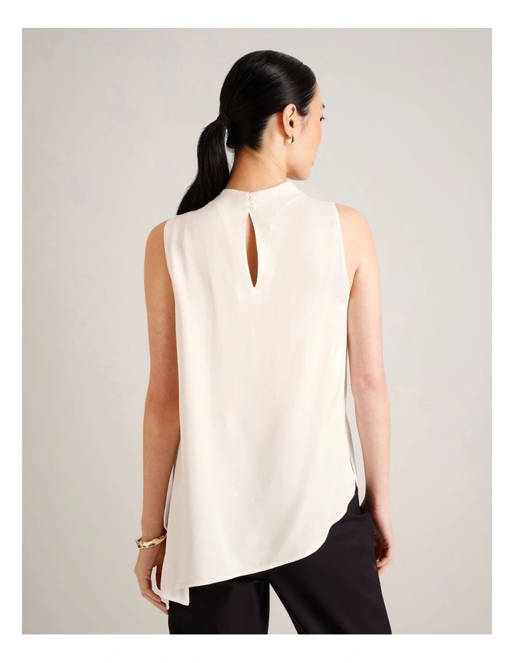 Asym Hem Longline Top in Ecru image 6