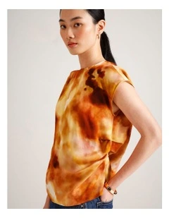 Draped Shoulder Sleeveless Top in Assorted