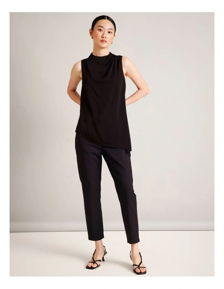 Asym Hem Longline Top in Black image 2