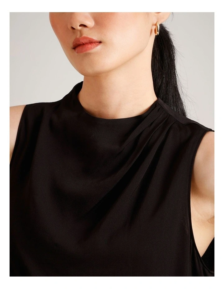 Asym Hem Longline Top in Black image 5