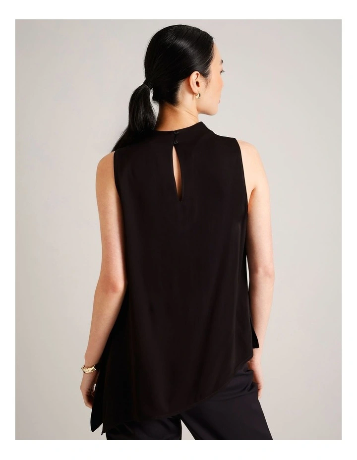 Asym Hem Longline Top in Black image 6