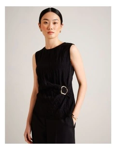 Sleeveless Top With Hardware in Black