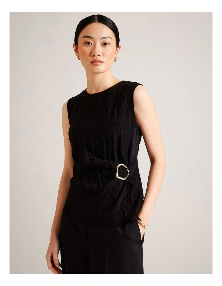 Sleeveless Top With Hardware in Black image 1