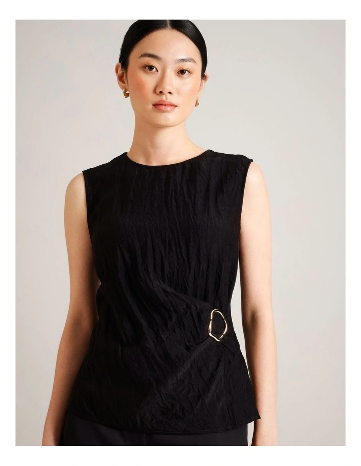 Sleeveless Top With Hardware in Black image 3