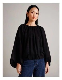 Volume Sleeve Blouse in Black