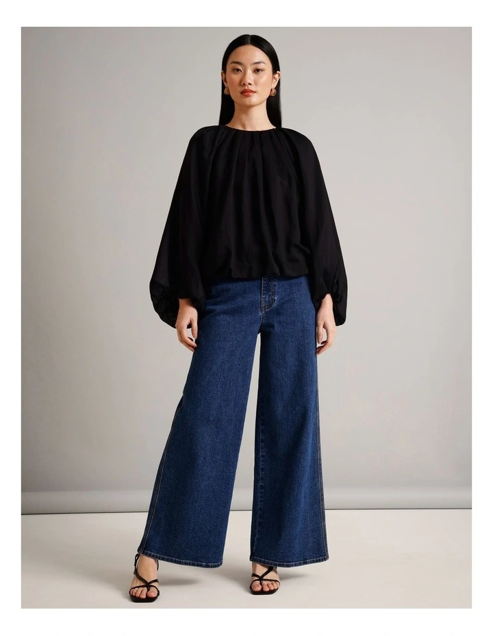 Volume Sleeve Blouse in Black image 2