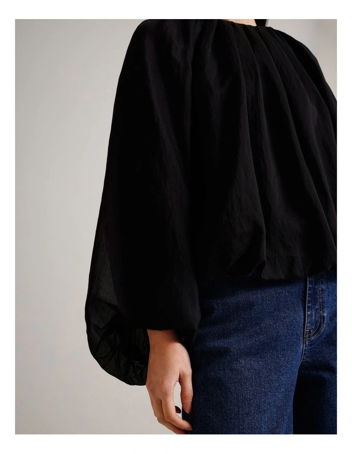 Volume Sleeve Blouse in Black image 3