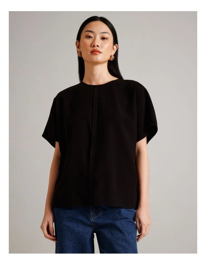 Viscose Blend Keyhole Top in Black image 3