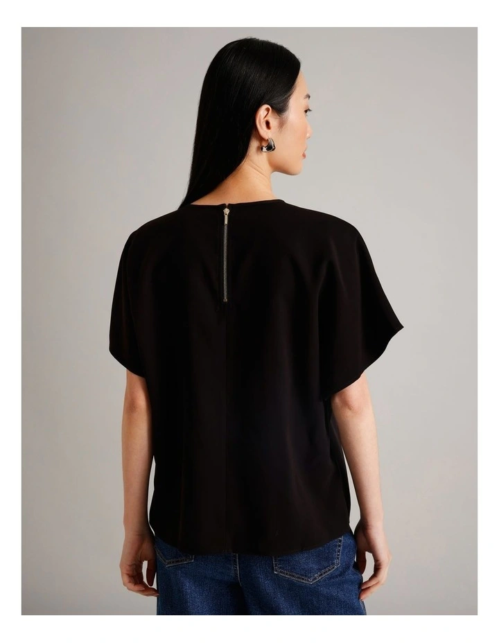 Viscose Blend Keyhole Top in Black image 5
