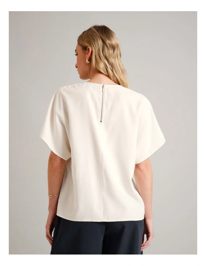 Viscose Blend Keyhole Top in Ecru image 5