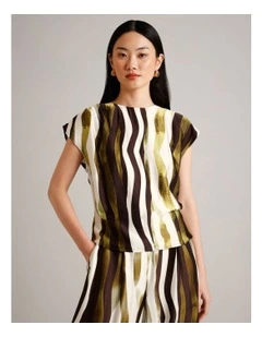 Viscose Blend Draped Shoulder Sleeveless Top in Assorted