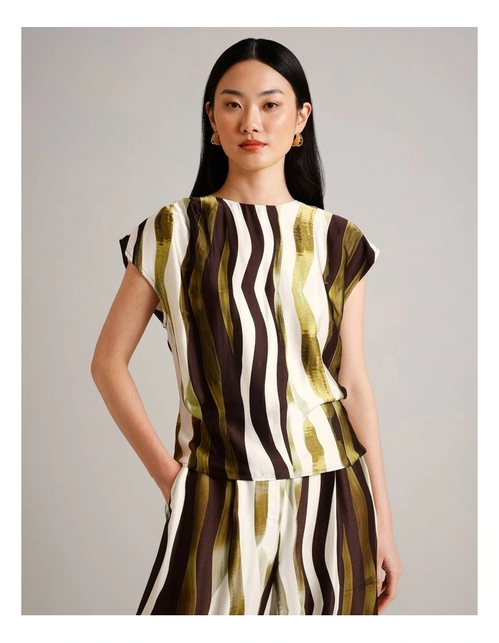 Viscose Blend Draped Shoulder Sleeveless Top in Assorted image 1