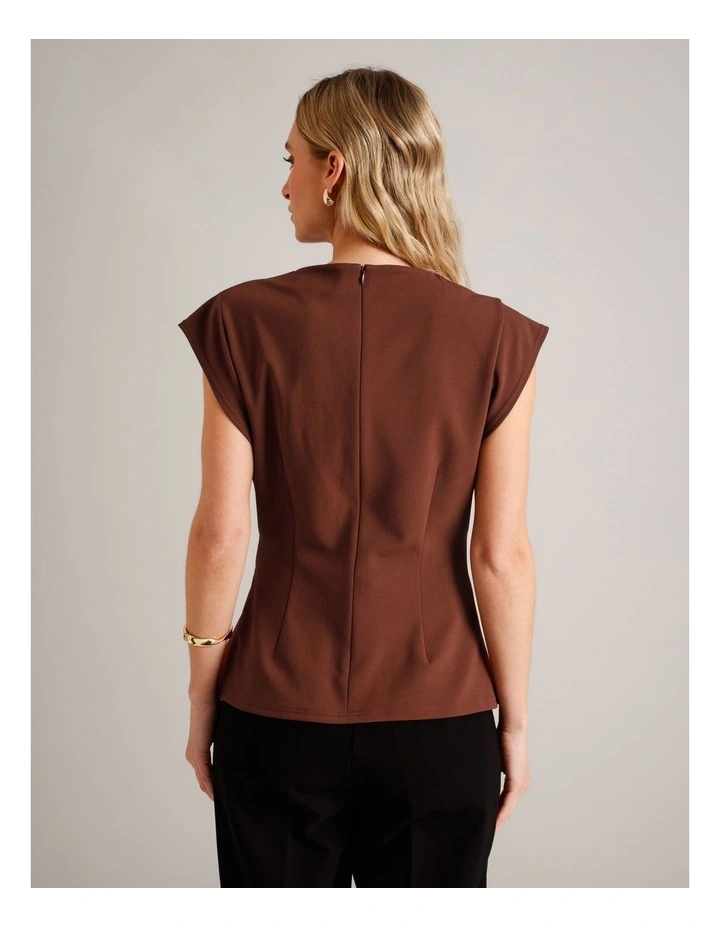 Polyester Blend Extended Sleeve Top With Waist Hardware in Wine image 5