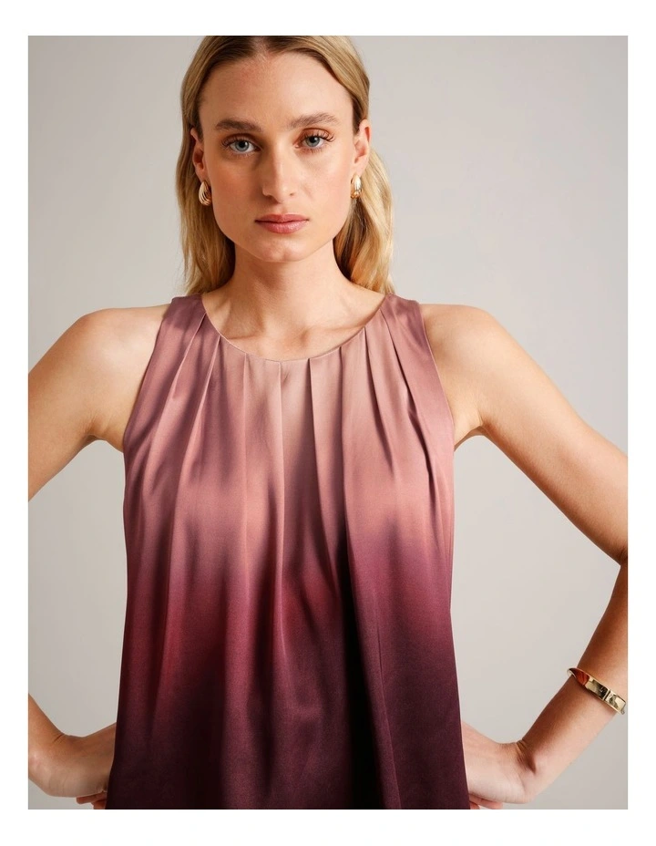 Viscose Blend Pleated Neck Sleeveless Top in Assorted image 4