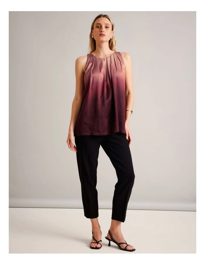 Viscose Blend Pleated Neck Sleeveless Top in Assorted image 6