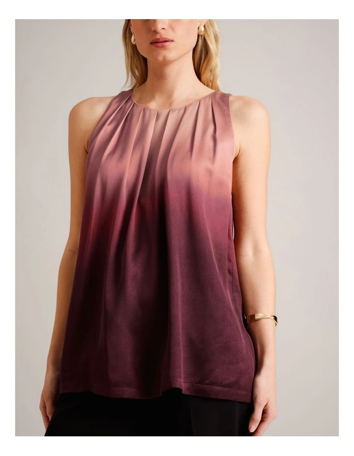 Viscose Blend Pleated Neck Sleeveless Top in Assorted image 7