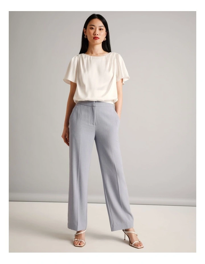 Satin Elastic Waist Tee in Ecru image 4